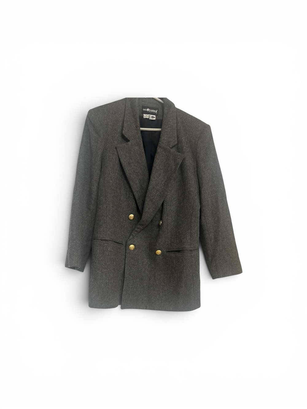 Sag Harbor Gray Double-Breasted Blazer with Gold Buttons